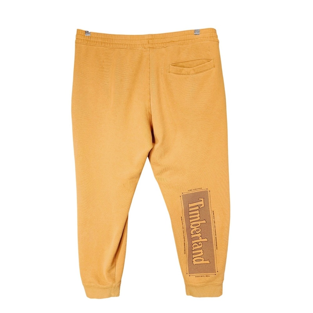 Timberland Sweatpants Joggers sz L Men Wheat Cognac Brown Beige LOGO Spellout **